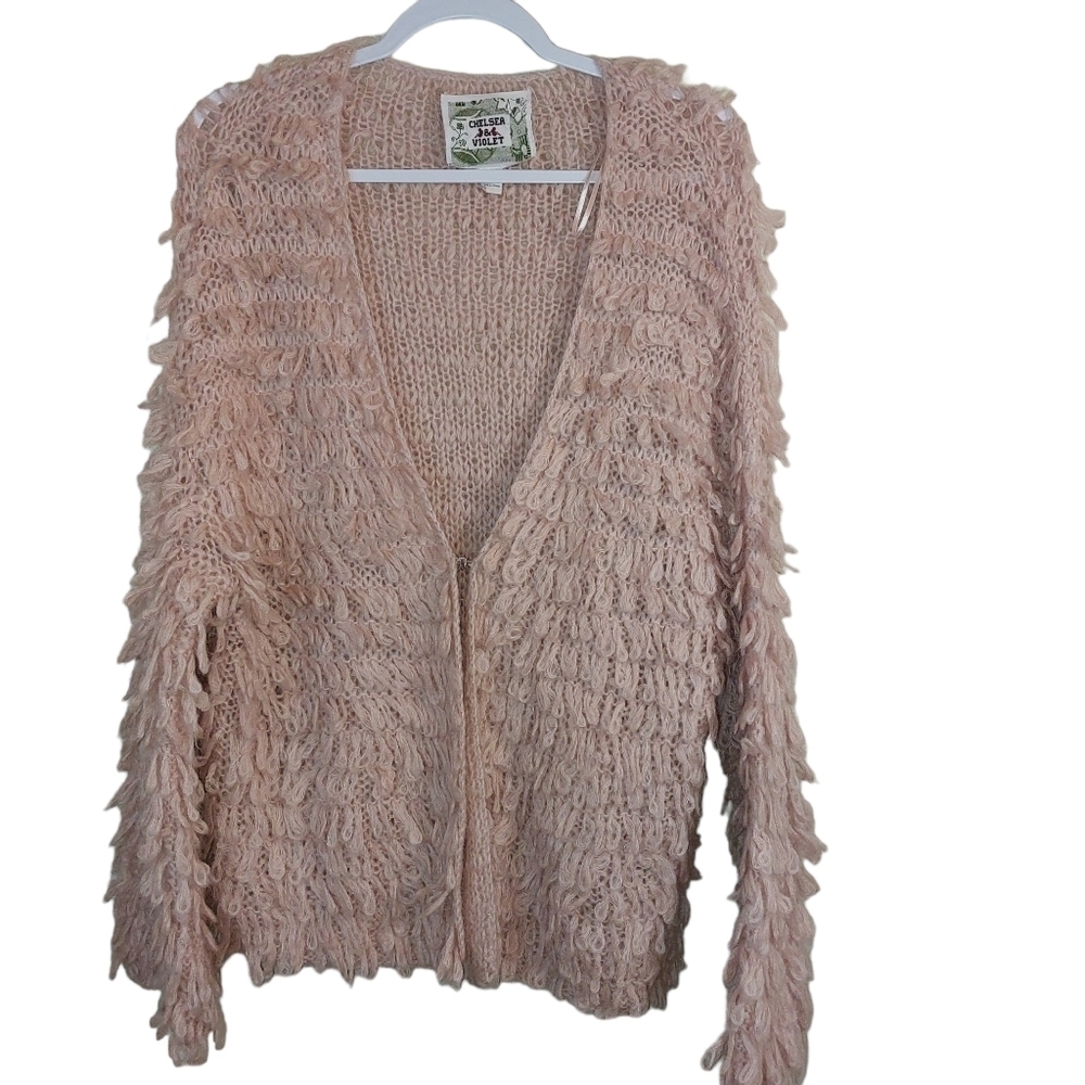 𝅺chelsea & VIOLET LADIES LONG SLEEVE FLUFFY CARDIGAN- S